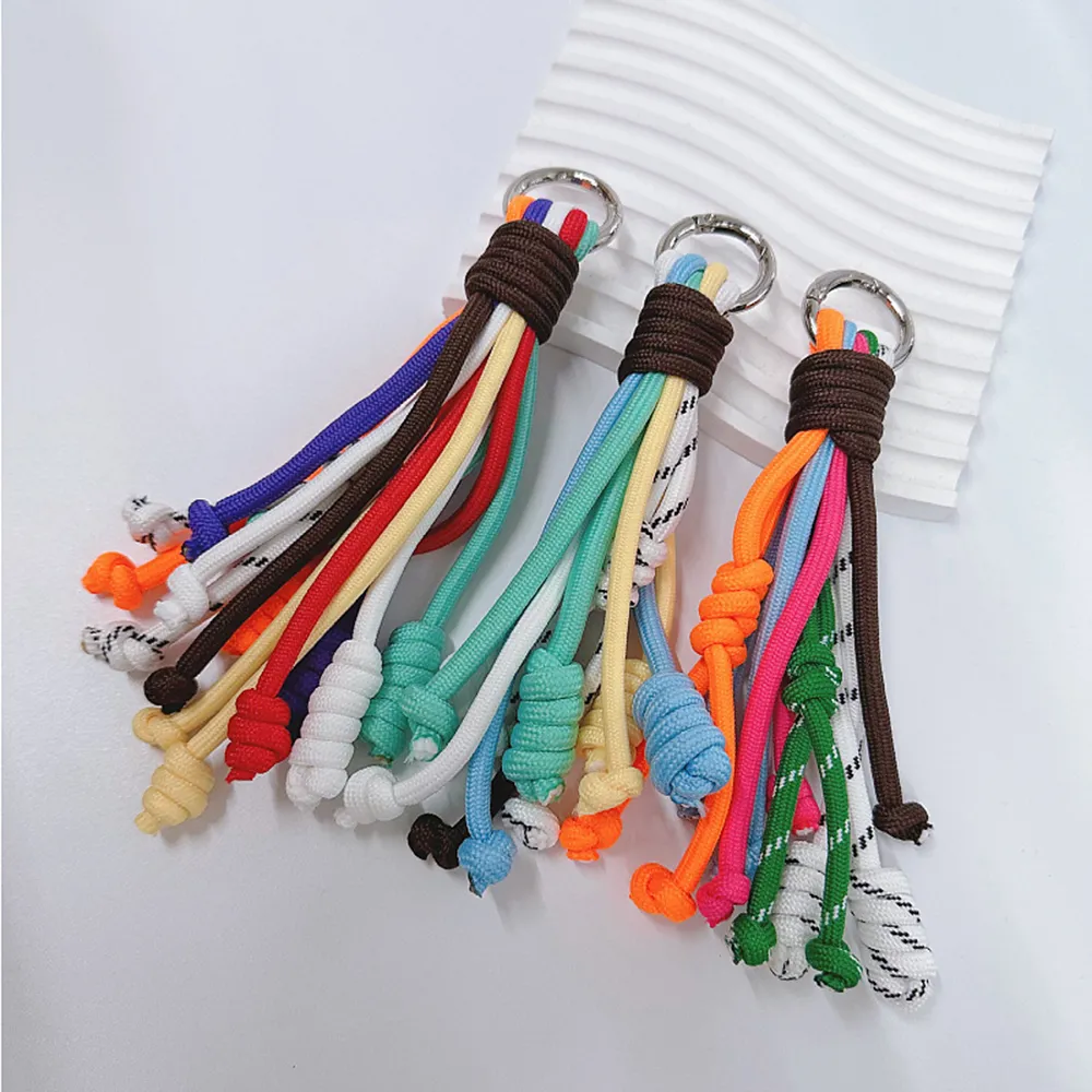 Korean Stylish Rainbow Rope Pendant Chain Jewelry Strap Handmade Landyard Accessrioes Keyring Bag Women Phone Hanging_voghion.com