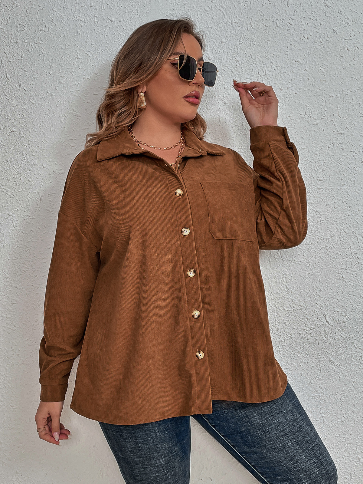 Women's large size women's clothing long-sleeved shirt for women_voghion.com