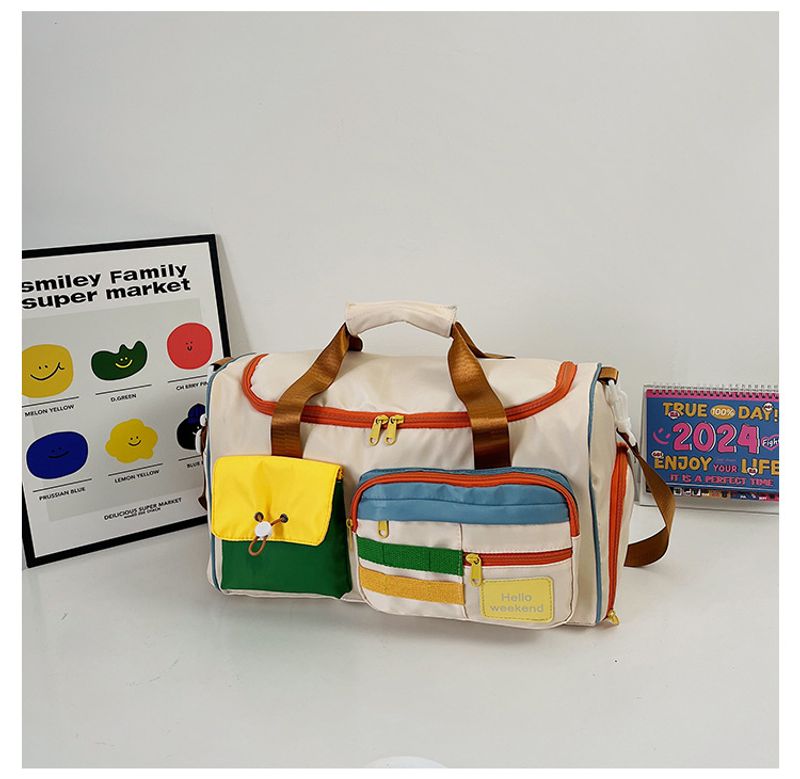 Lässige Sport-Fiesstasche in Kontrastfarbe Damen, große Reise-Umhängetasche mit großem Fassungsvermögen, Reisetasche_voghion.com