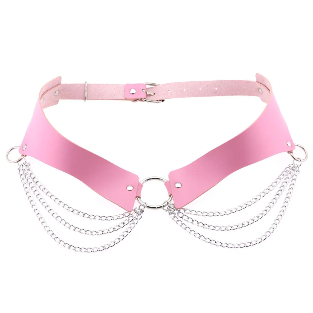Cinto de corrente em pele pu para mulher estilo gótico punk_voghion.com