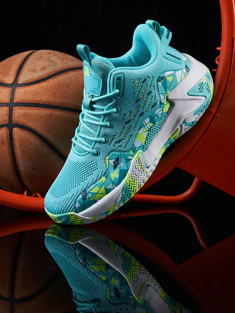 quality Hot Selg New Four Seasons Basketball Sports Breathable Elastic Blue Ball Shoes Men's High Top_voghion.com