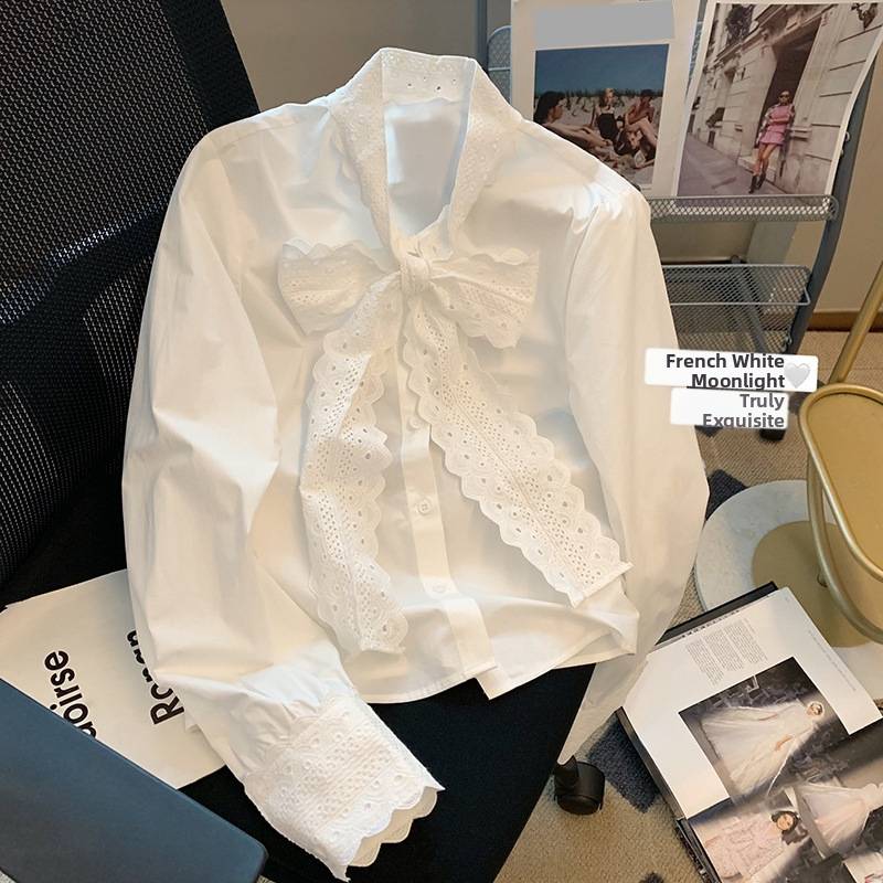 Camicia donna elegante con scollo a v dettagli in pizzo_voghion.com