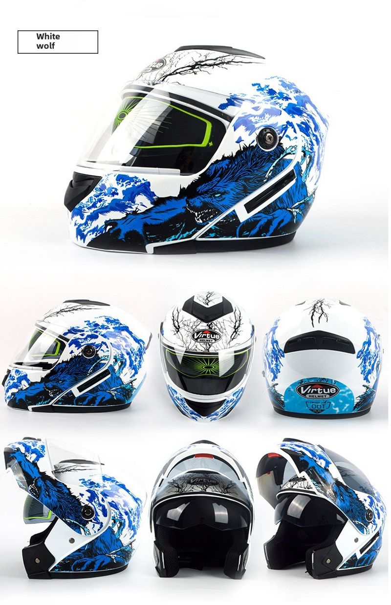 Casque de moto électrique à double lentille pour hommes et femmes, quatre saisons, Bluetooth, tendance et cool_voghion.com