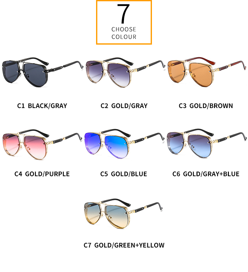 New Hollow Paern Oval Sunglasses Men Women Trend Brand Designer Meal Alloy Frame Gradiens Lens conspicuous_voghion.com