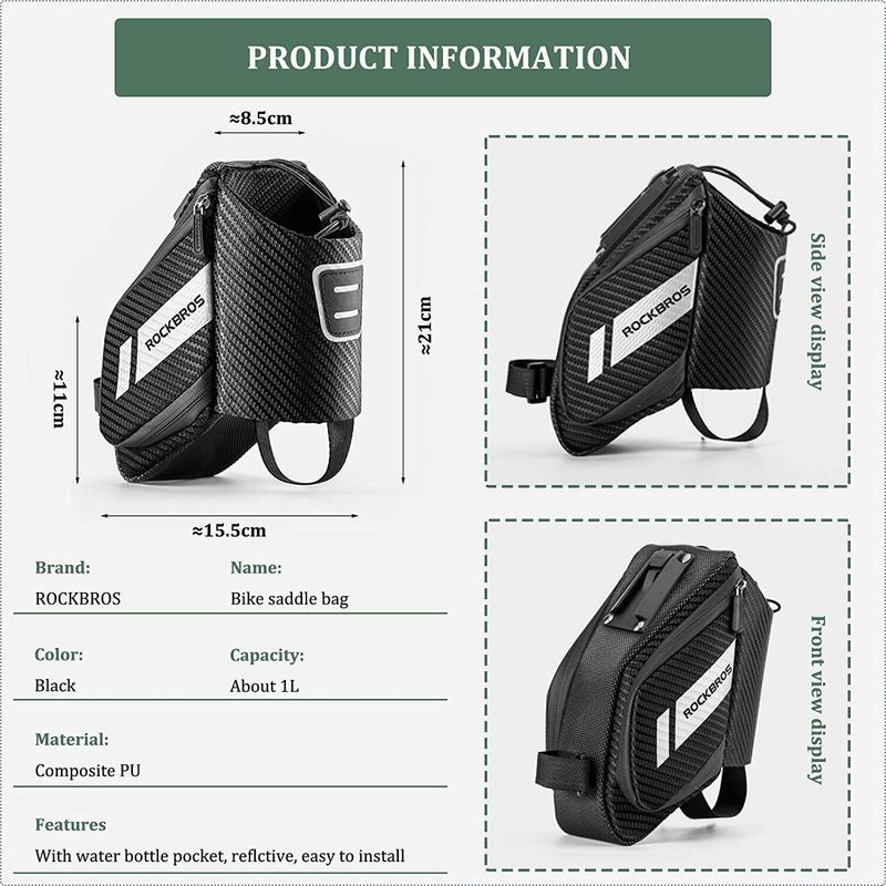 ROCKBROS Bike Saddle Bag, Bicycle And Tool Bag With A Bottle Holder_voghion.com