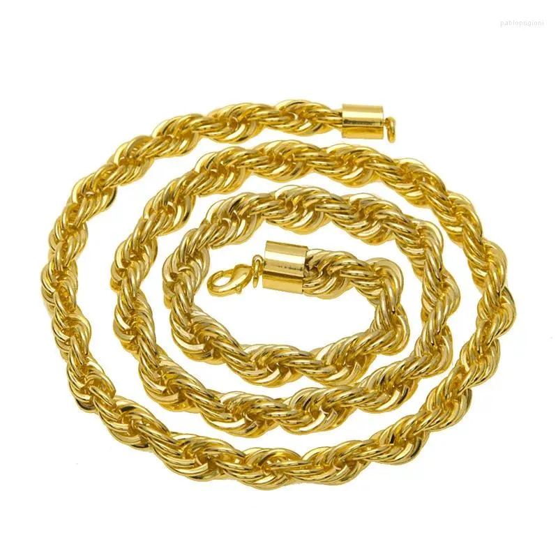 Kedjor Pure Gold Color Långa Halsband För Män Kvinnor 3/4/5mm Twisted Chain Link Halsband Collier Choker Bröllop Brud_voghion.com