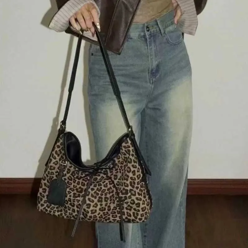 Vintage Leopard Shoulder WomenS Crossbody Bag Large Capacity Tote Designer Soft Leather Handbag with WalletC241031_voghion.com
