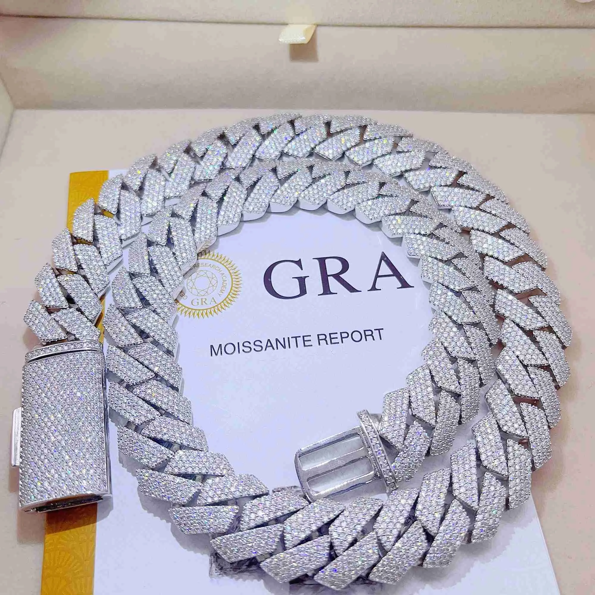 Iced Out Pass Diamond Tester Sterling Sier Necklace Vvs Moissanite Cuban Link Chain_voghion.com