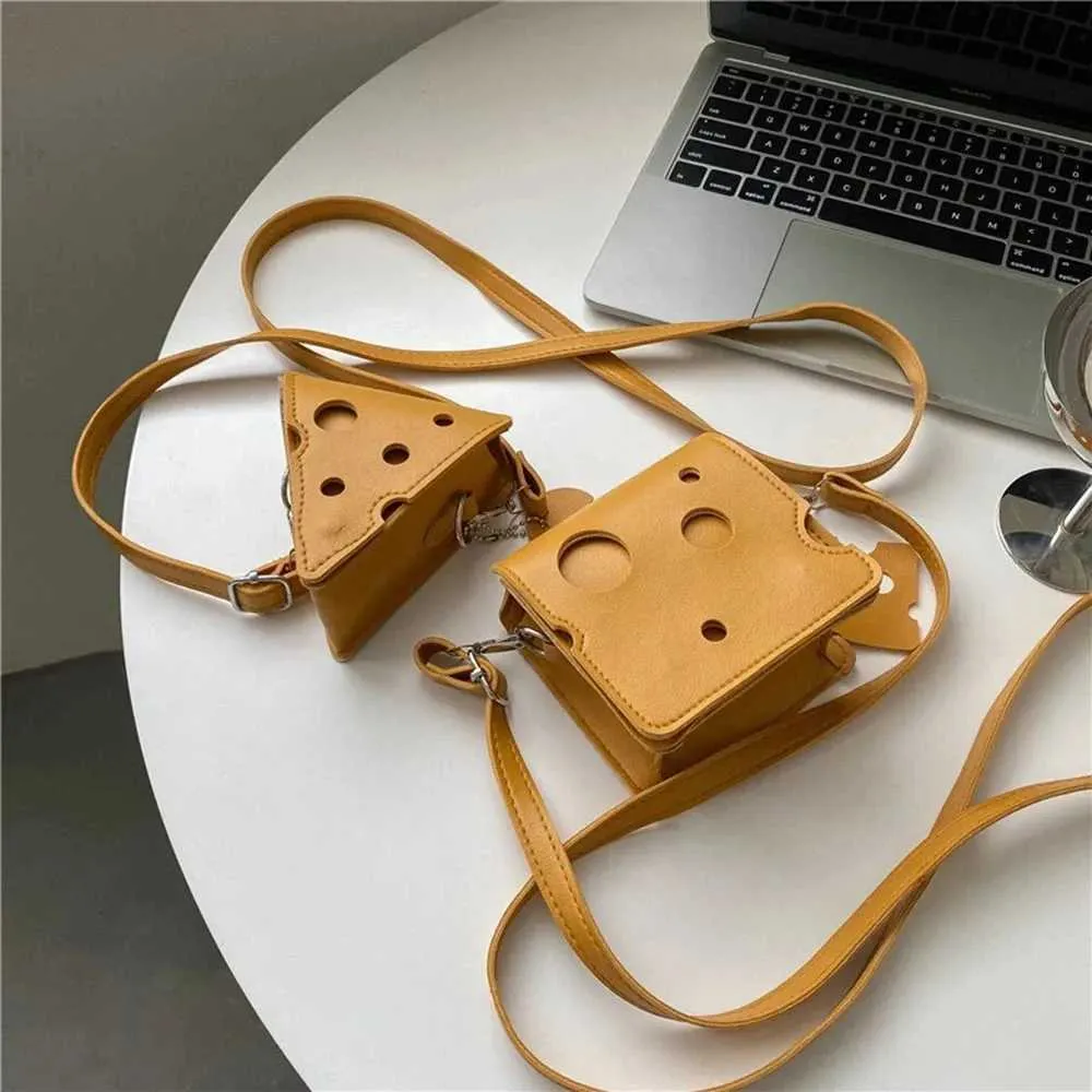 Damen Dreieckige und Quadratische Käseförmige Mini PU Ledertaschen Süße Kopfhörer Lippenstift Geldbörsen Handtaschen Umhängetasche_voghion.com