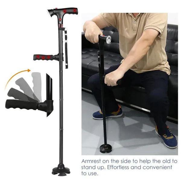 Foldable LED Walking Cane For Seniors - Telescopic Mobility Support_voghion.com