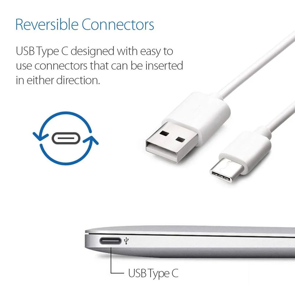 1M 3ft 2A USB 2.0 zu Typ-C Schnellladekabel Weiß Schwarz Daten Ladekabel Für Samsung Huawei Handy Ladegerät_voghion.com