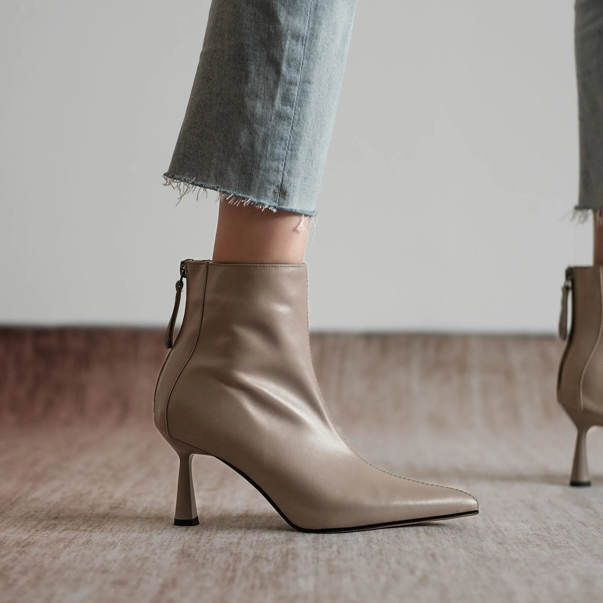 Krazing Pot Big Size 42 Cow Leather Pointed Toe High Heels Chic Design Concise Winter Spring Shoe Dress Warm Wedding_voghion.com