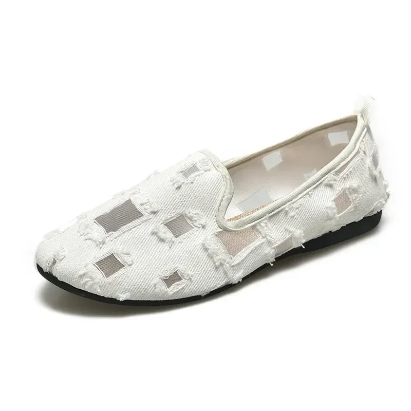 Scarpe casual da donna in tessuto traforato con fondo piatto in rete, estive, traspiranti, di grandi dimensioni, singole, da donna_voghion.com
