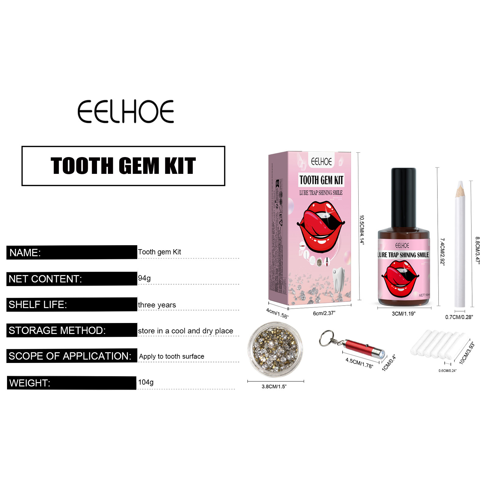 EELHOE Zahn-Edelstein-Set, weiße Zähne lassen sich leicht entfernen und einsetzen, schönes und robustes Edelstein-Set._voghion.com