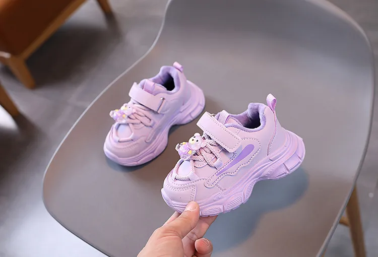 Otroški teniski čevlji za fante in deklice 2024 z risanim medvedkom Littlesprouts, tanki otroški čevlji Veet s platformo in toplimi zimskimi čevlji_voghion.com