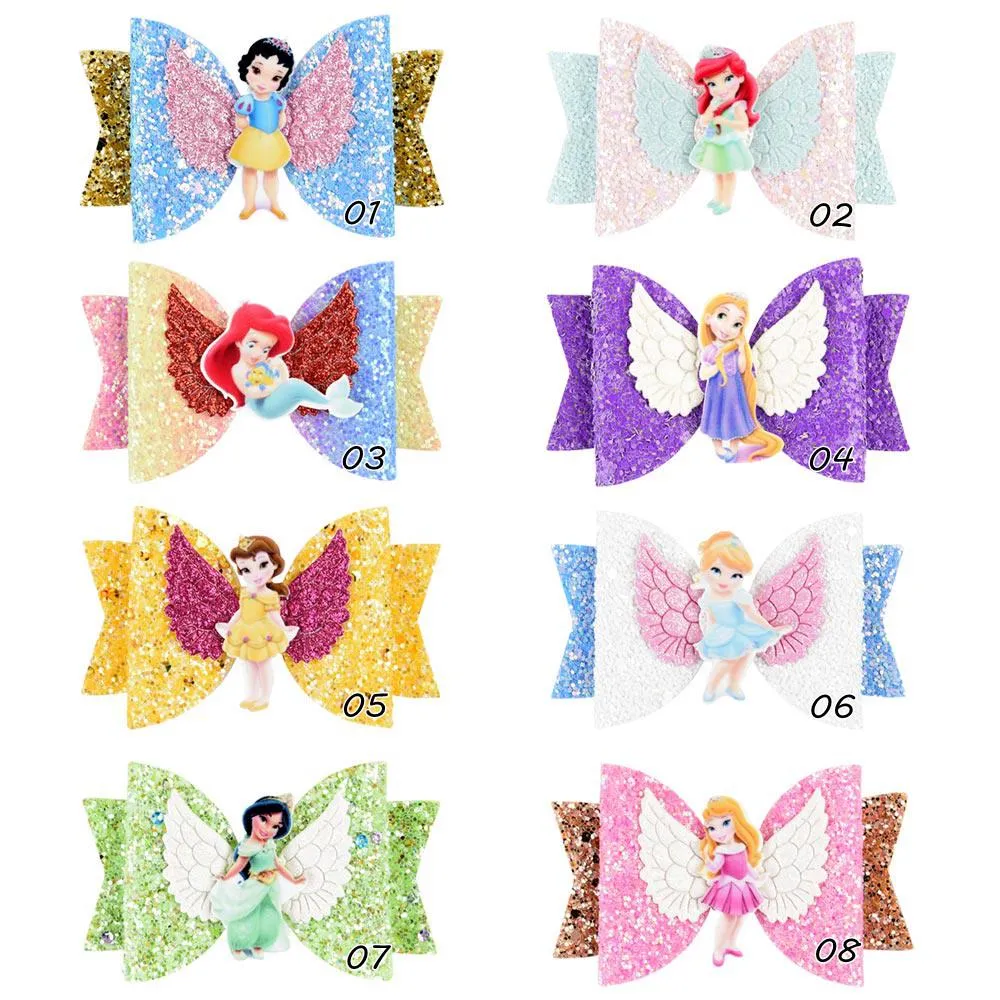 8 Pcs/Lot Princess Hairgrips Glitter Bows With Dance Party Bow Clip Girls Hair Accessories Unicorn Christmas Gift_voghion.com