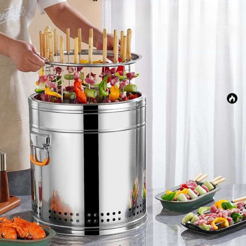 【Vendita calda in negozio】 Spiedino per barbecue sospeso senza fumo, cortile esterno, carbone, griglia in acciaio inossidabile,_voghion.com