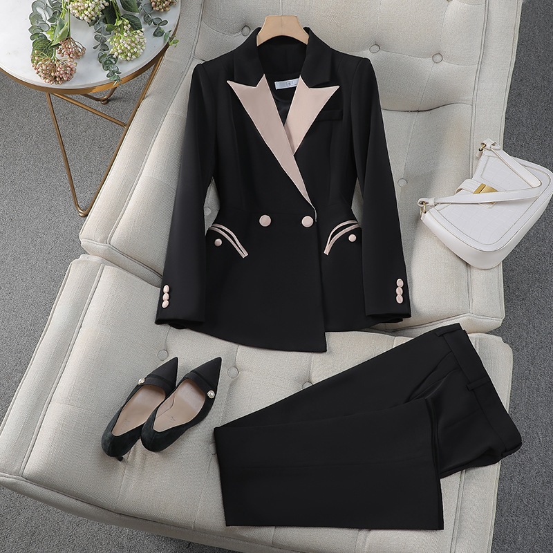 Women's Suit outerwear autumn new style fashion temperament design sense celebrity splicing contrast color professional suit women's suit