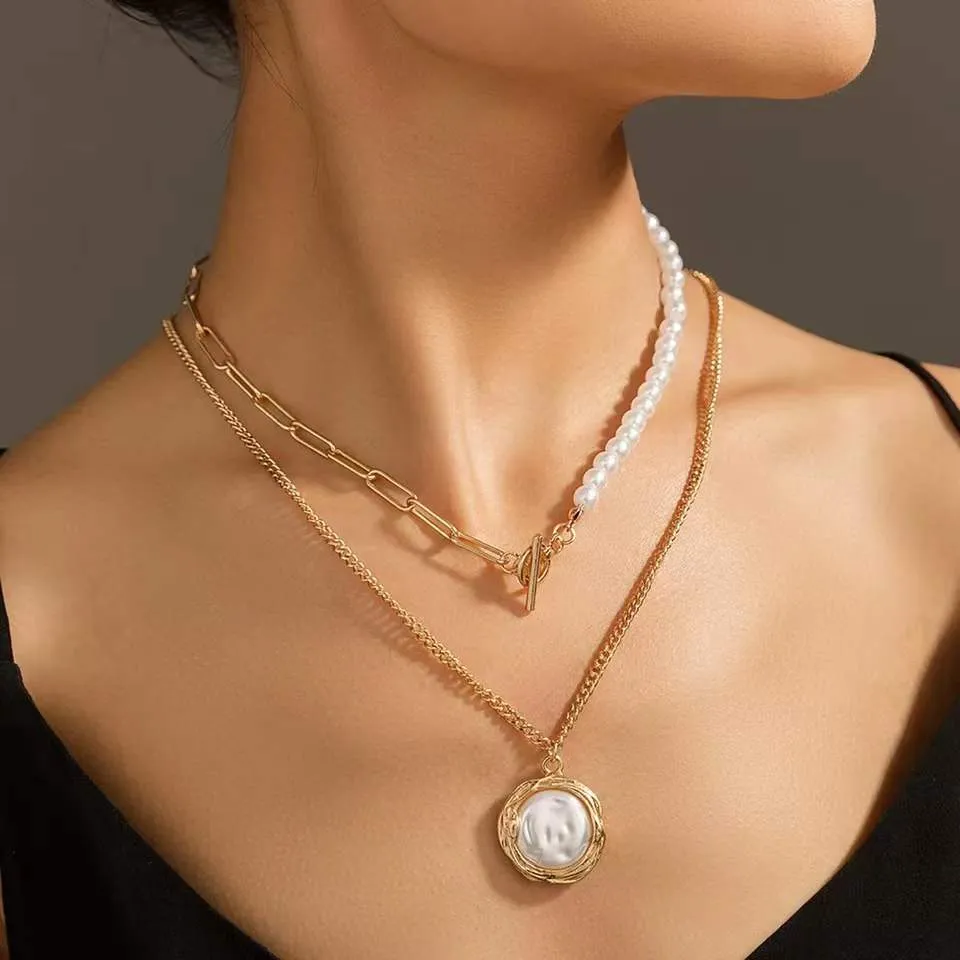 Chaînes 2022 Femmes à la mode Chaîne multicouche Port quotidien Perle de haute qualité Échantillon gratuit Bijoux_voghion.com