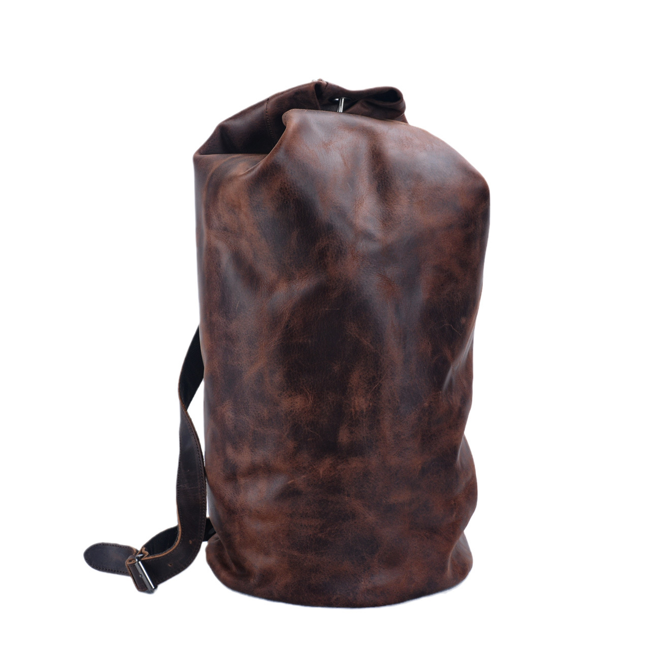 2025s Neue echtes Leder Herren Outdoor Casual Bucket Große Kapazität Reiserucksack Rindsleder Wandertasche_voghion.com