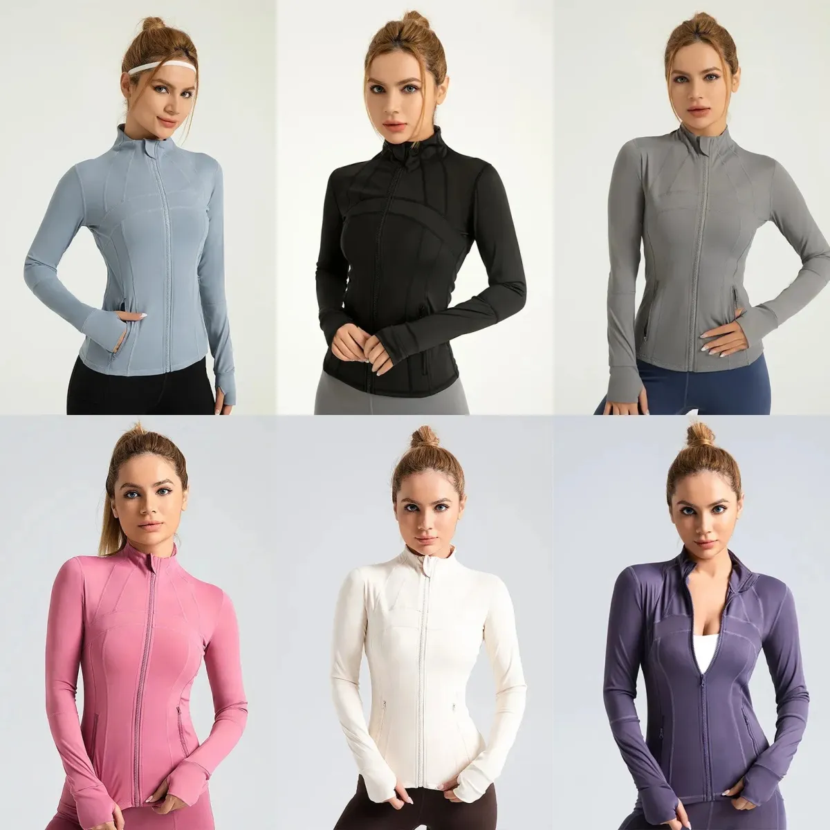 5A Gold Jacke Hosen Frauen definieren Workout drei Stücke zwei Sets Sport Quick Dry Active Wear Luluess Lemoness Jacken Top_voghion.com