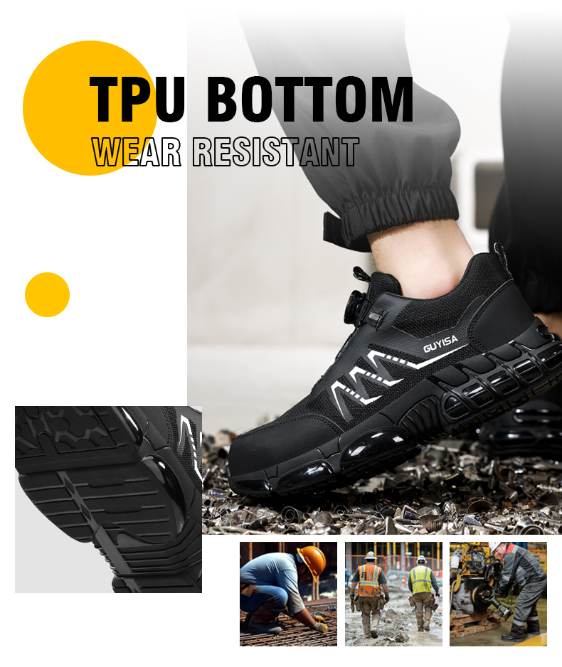 Scarpe antinfortunistiche GUYISA con punta in acciaio, scarpe da lavoro da uomo di alta qualità, leggere, alla moda e comode 5025bk_voghion.com
