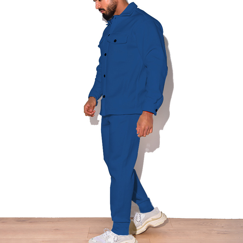 2024 Große Mode Trendy Herren Herbst Knopf Wildleder Casual Jacke Hose 2 Stück Set_voghion.com