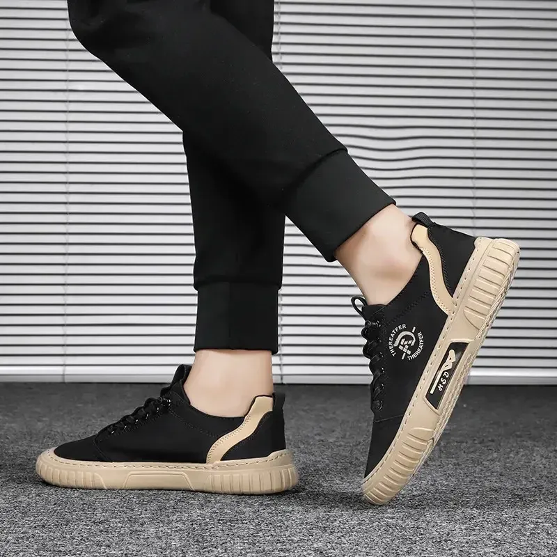 Baskets noires décontractées et respirantes pour hommes, chaussures de conduite, de marche, de tennis, de skate, plates, Zapatillas Hombre 240617_voghion.com