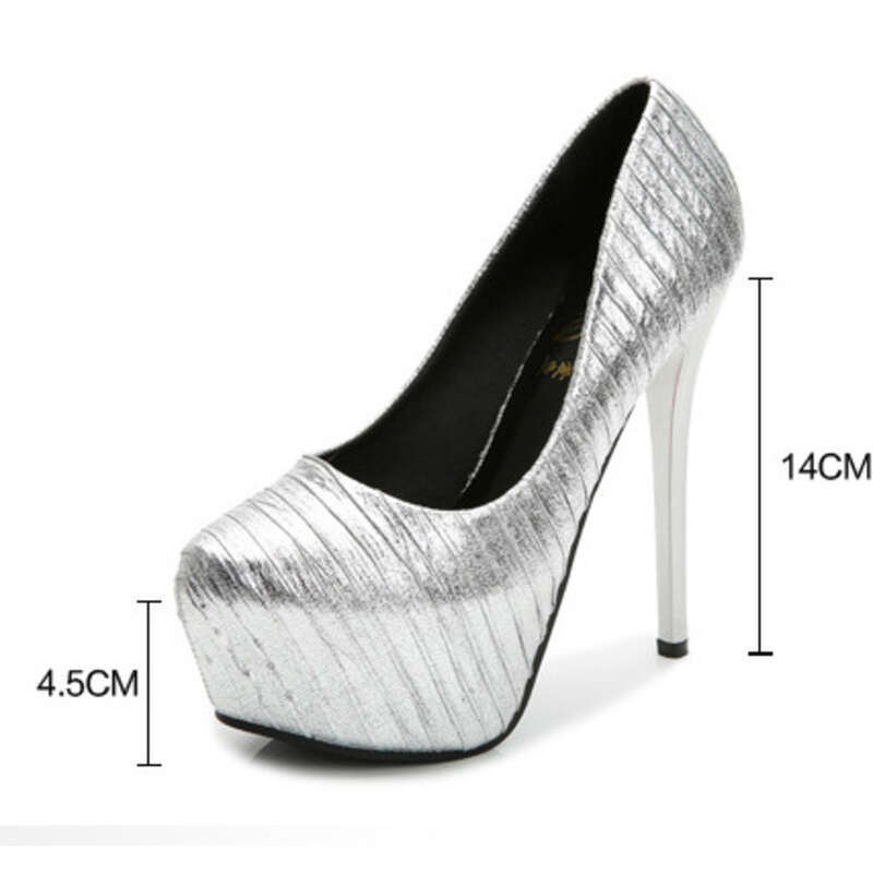 Super Hentian High Thin Heels Round Toe Shallow Mouth Single Waterproof Platform Folded Fabric Women's Shoes Ordering_voghion.com