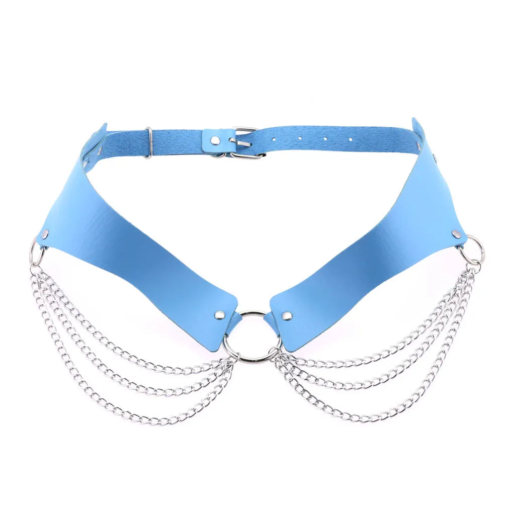 Cinto de corrente em pele pu para mulher estilo gótico punk_voghion.com