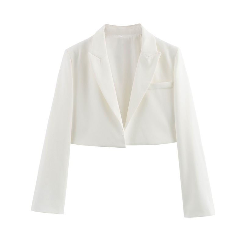 Dammekleeder Revers Temperament Knäpplos Kuerz Slim Fit Kleng Kostümjacket_voghion.com