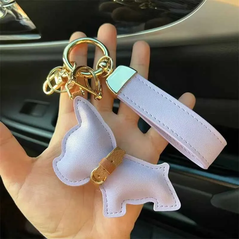 Porte-clés de voiture en cuir avec chiot bouledogue français, cadeau créatif, pendentif pour sac, décoration mignonne Y241121_voghion.com