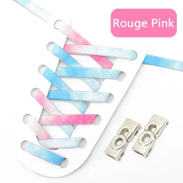 Gradien Rainbow Shoelace No Tie Shoe Meal Buckle Lock Shoelaces Wihou Ties Elasic Fla Laces Sneakers for Kids_voghion.com