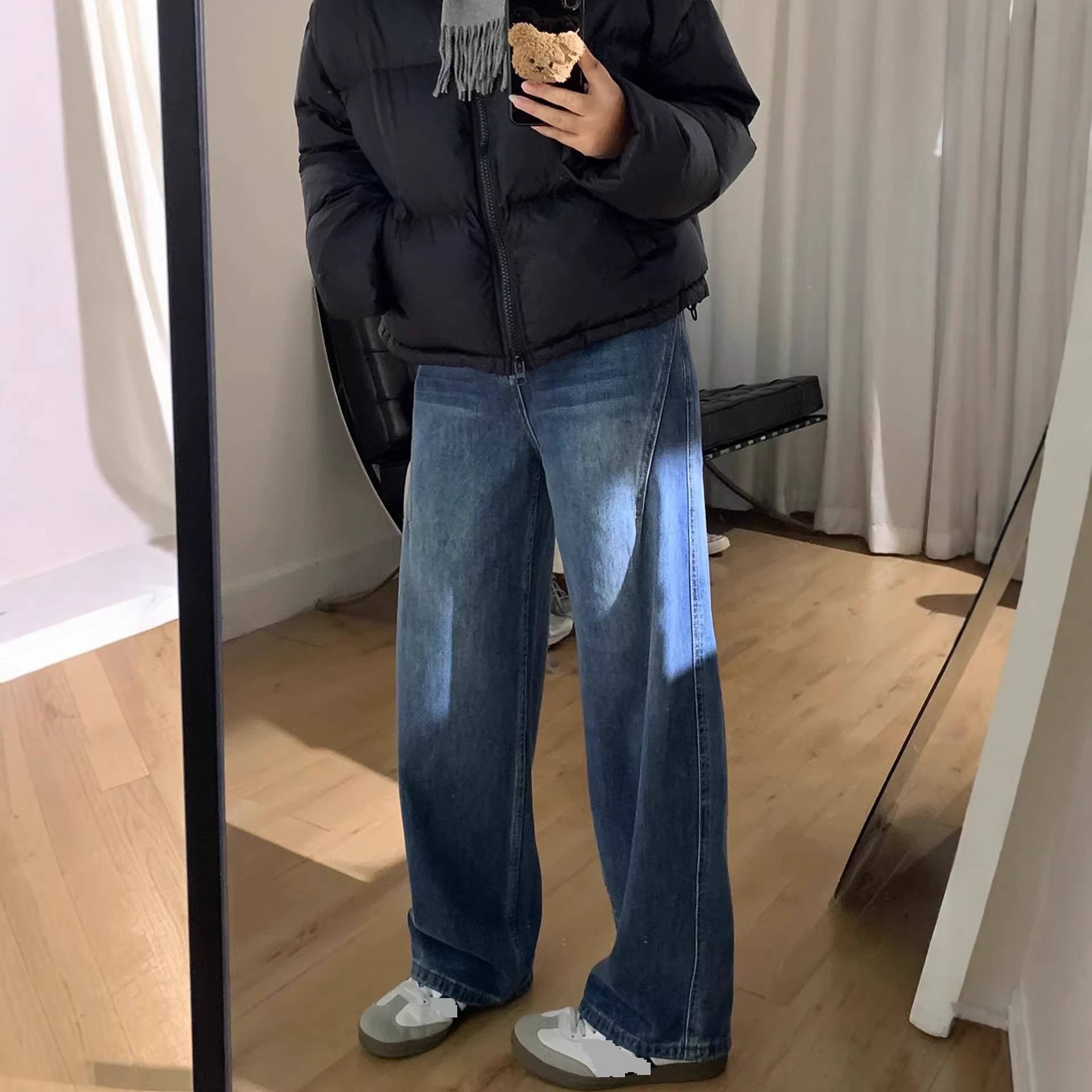 Jeans mujer pierna ancha retro corte holgado pantalón denim_voghion.com