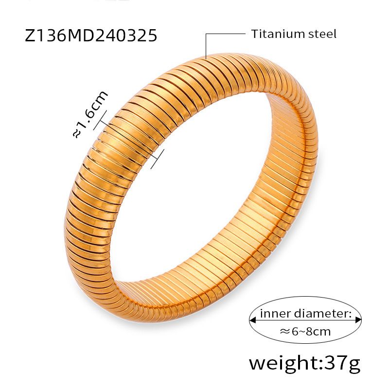 Bijuterii de primăvară cu design geometric texturat pentru femei, din oțel titan placat cu aur, late, la modă, naveta, personalitate simplă, de primăvară_voghion.com