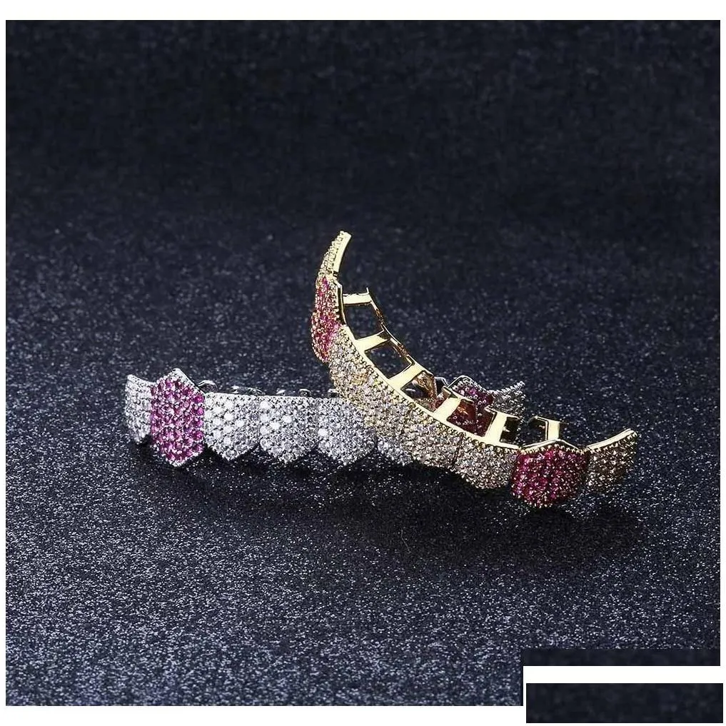 Grillz, Grillz Dentalgrills Goldzahnspangen Punk Hip Hop Mticolor Diamond Custom Bottom Mouth Fang Zahnkappe Va D_voghion.com