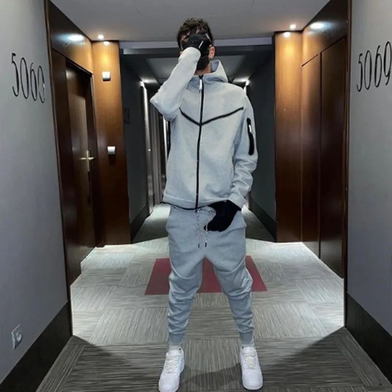 Tracuits Anzug Hoodie Mode Casual Sport Reißverschluss Jacke Hose Anzughose Männer Neu in Herren-Sets 230922_voghion.com