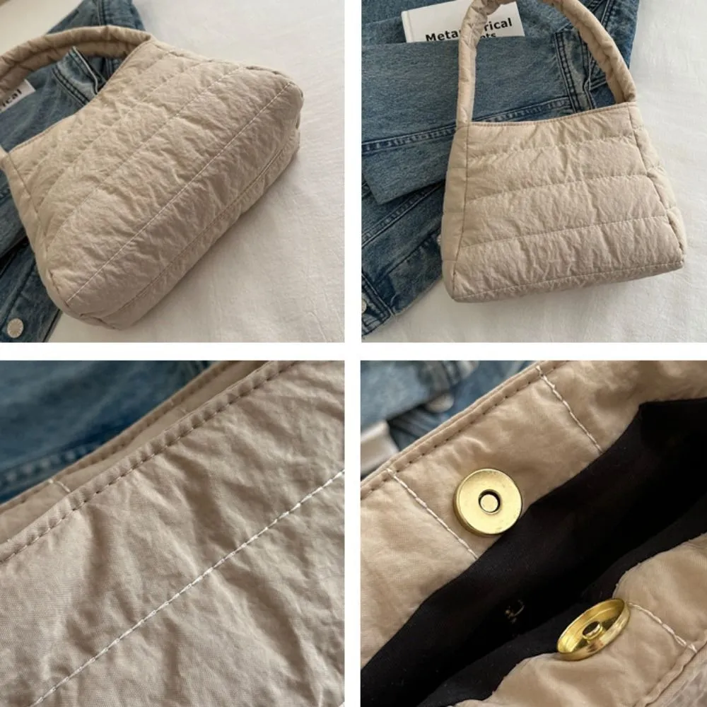 Borsa a tracolla imbottita quadrata trapuntata in nylon con spallacci larghi, imbottita sottobraccio, leggera in tela, borsa a mano per la scuola_voghion.com