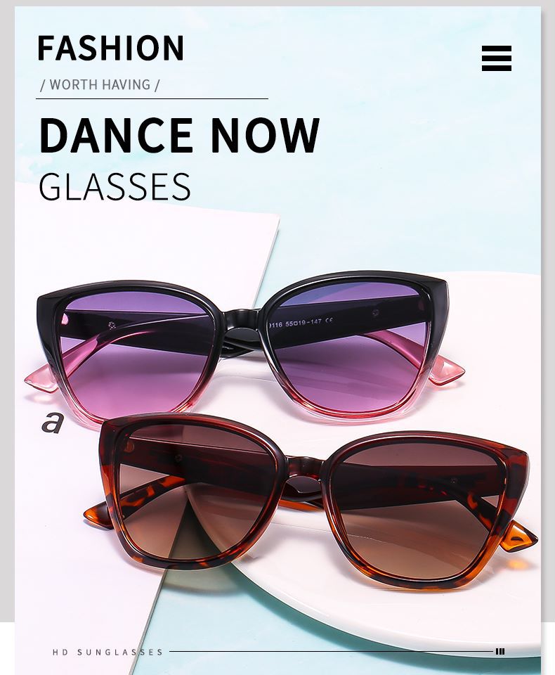 Unisex Cat Eye Sunglasses Black Versatile Modern Retro Style_voghion.com