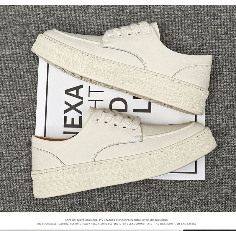 2024 Nuove scarpe alla moda bianche da uomo in vera pelle_voghion.com