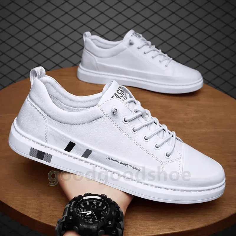 Casual Running Shoes Mens Crocodile Pattern Leather Trainers_voghion.com