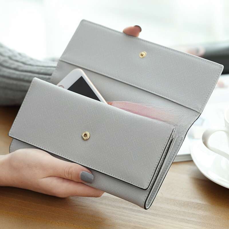 Herbst Neue Lange Dreifach Gefaltete Brieftasche Für Damen Mit Großem Fassungsvermögen, Karten-Stil, Multifunktion, Modische Studentin_voghion.com