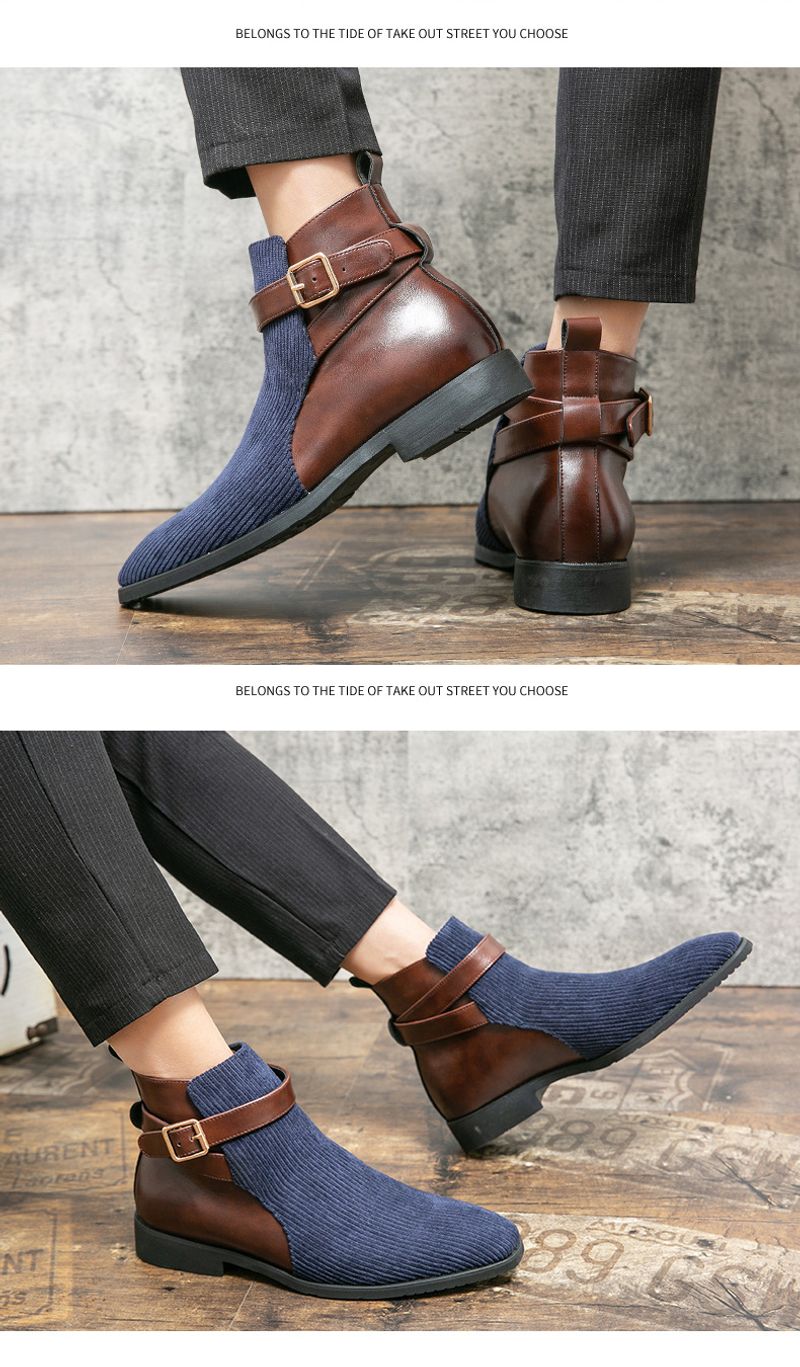 Große High-Top-Schuhe, trendige Lederstiefel für Herren in koreanischer Version, personalisierte britische Freizeitstiefel mit Schnalle_voghion.com