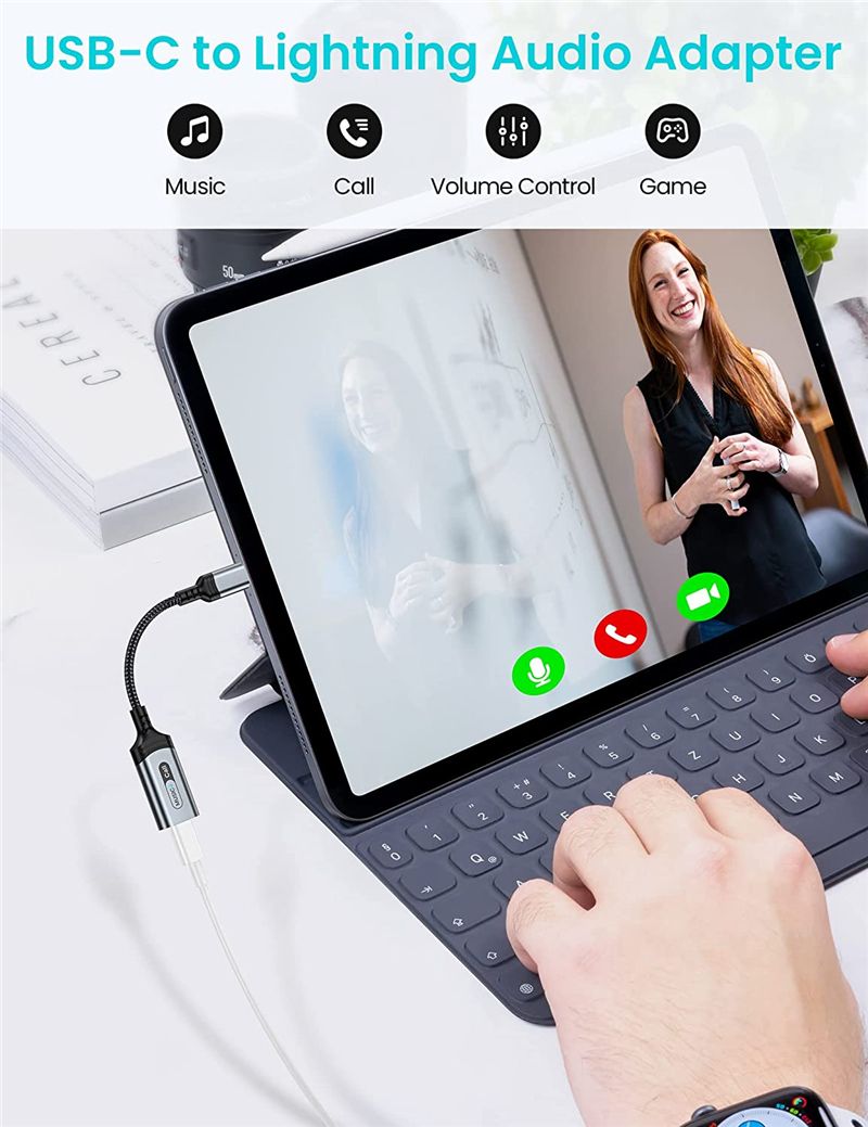 Type C To Lightning Audio Adapter for IPad Pro Air 2022 Air 4 7 8 Mini 6 MacBook Air USB C To IOS Headphone Call Converter Cable_voghion.com