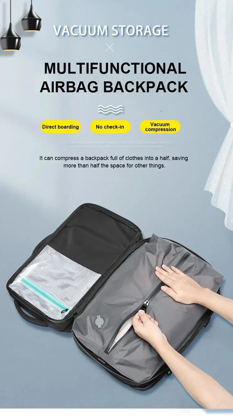 Airback Travel Men 16 inch Laptop Backpacks Vacuum Compression Expandable Business Back Pack School Backpack 240730_voghion.com