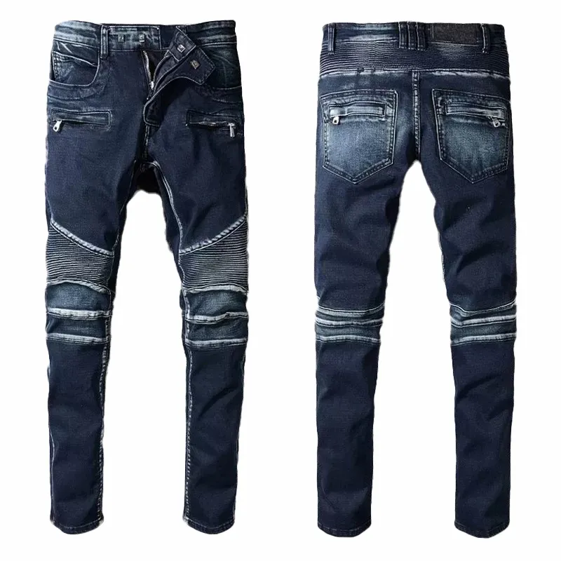 Jeans de créateur pour hommes Jean Lettre Distressed Skinny Ripped Biker Slim Fit Moto Bikers Denim pour homme Mode Mans_voghion.com
