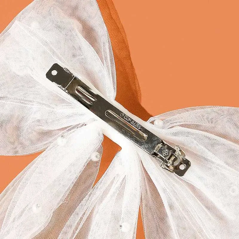 Bijoux Nouvelles Femmes Long Ruban Noeud Clips Élégant Perles Épingle À Cheveux Blanc Maille Épingles À Cheveux Fête De Mariage Mariée Accessoires De Cheveux_voghion.com