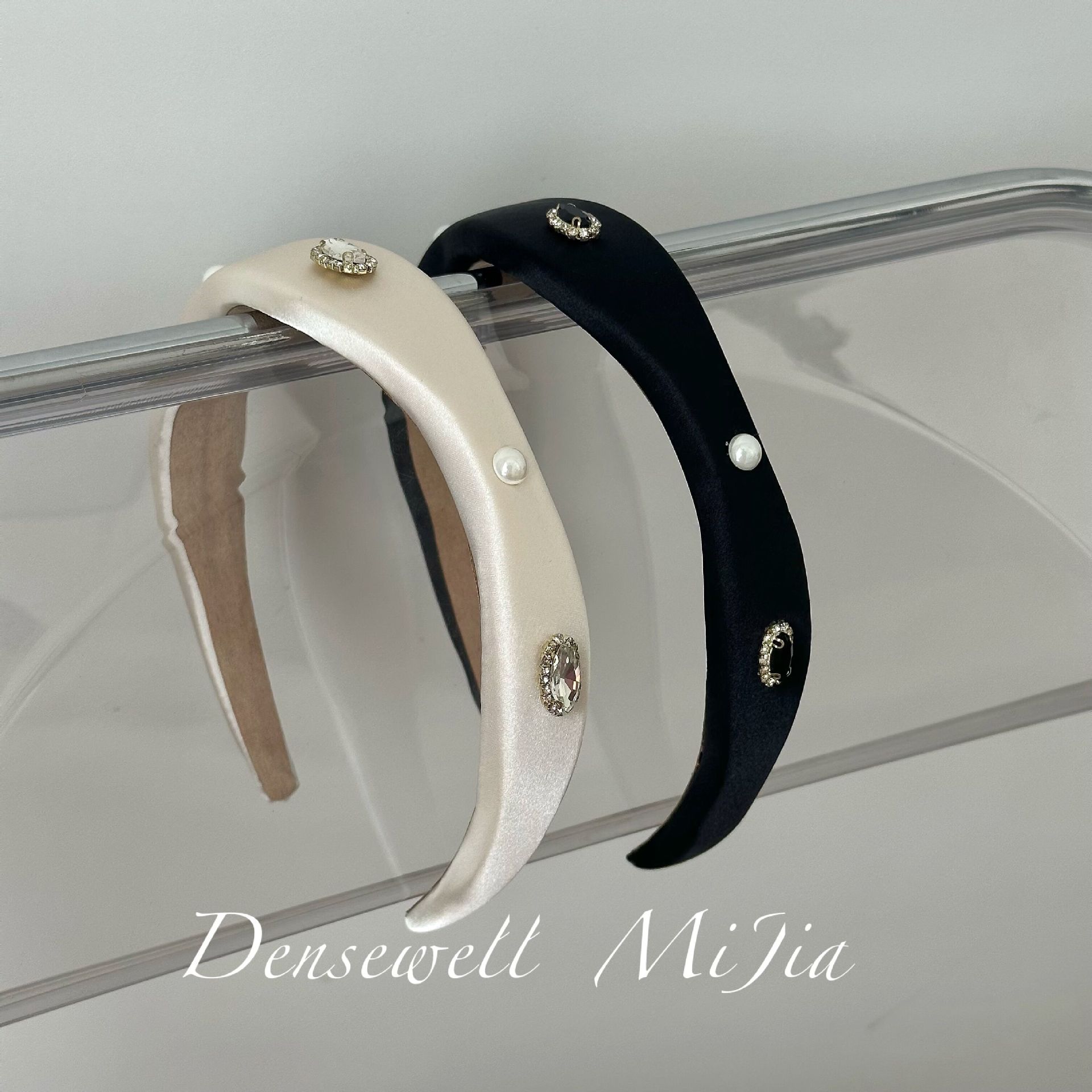Bandolete de seda com pérolas e strass estilo francês para mulher_voghion.com