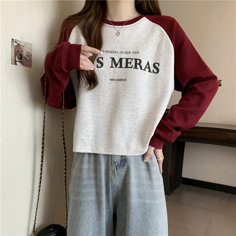 Women's Colour-blocked Raglan Printed Sweatshirt For Spring_voghion.com