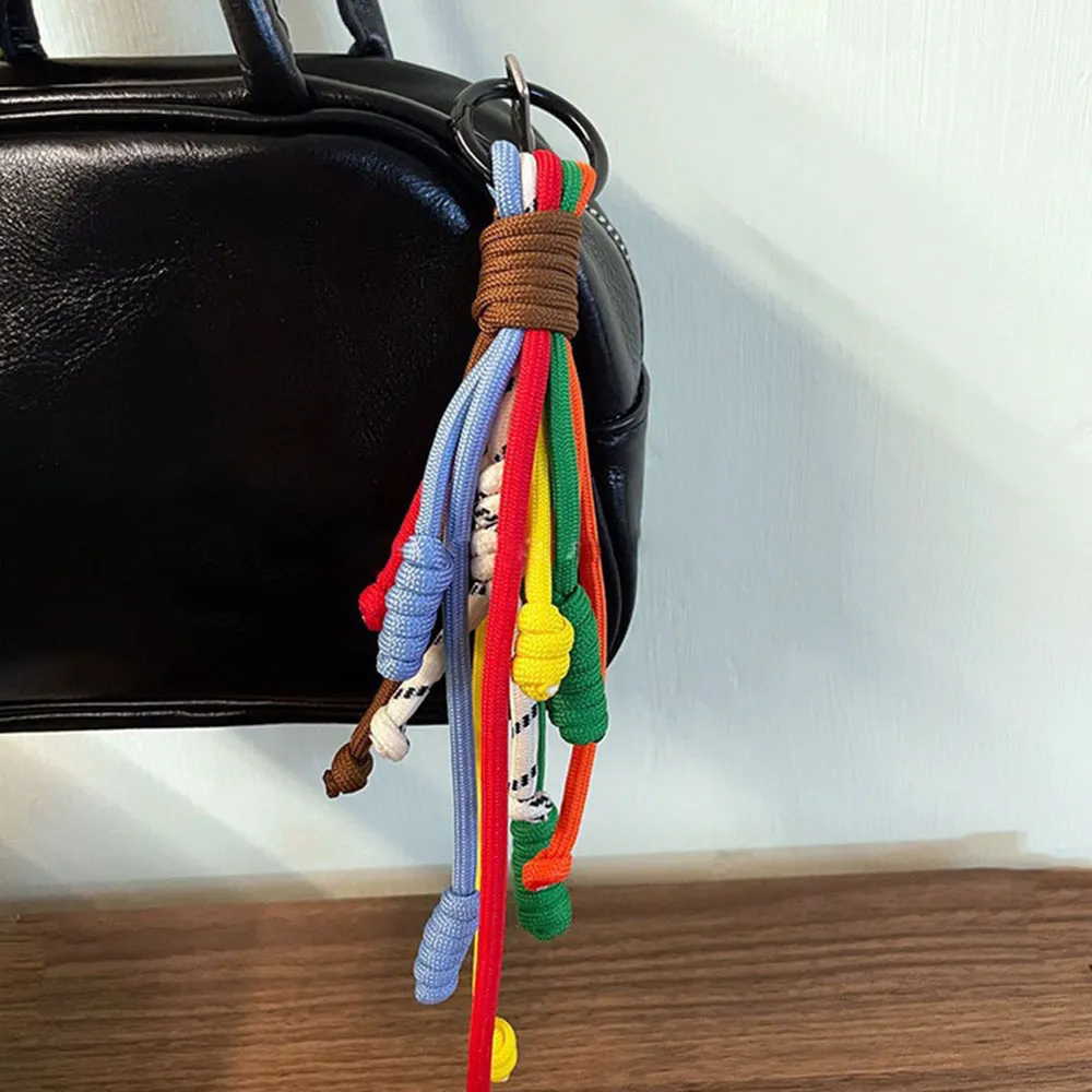 Korean Stylish Rainbow Rope Pendant Chain Jewelry Strap Handmade Landyard Accessrioes Keyring Bag Women Phone Hanging_voghion.com